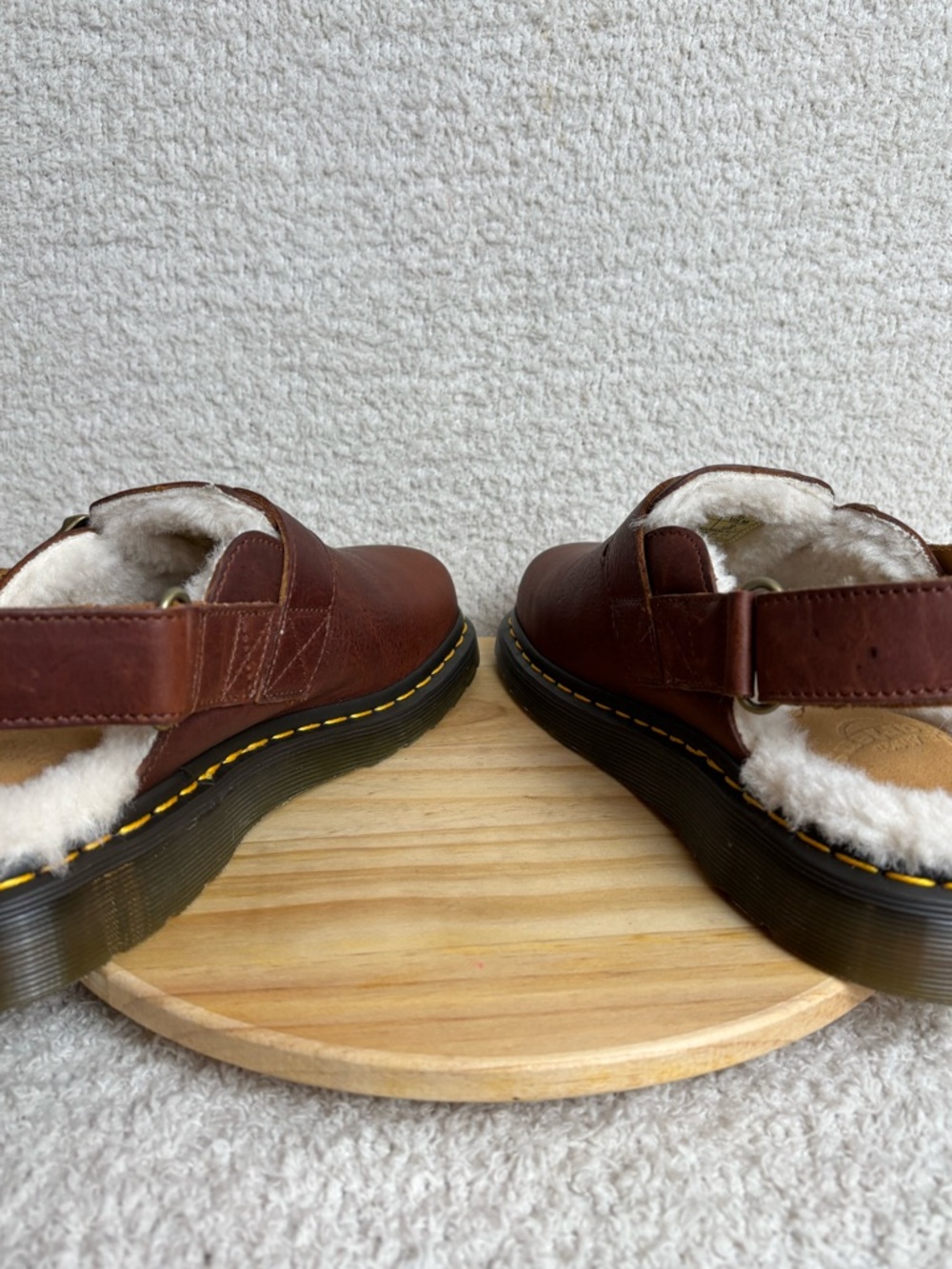 Dr Martens Shoes M8 W9 Brown Jorge II FL Faux Fur Line Leather Slingback Mules - Picture 10 of 14